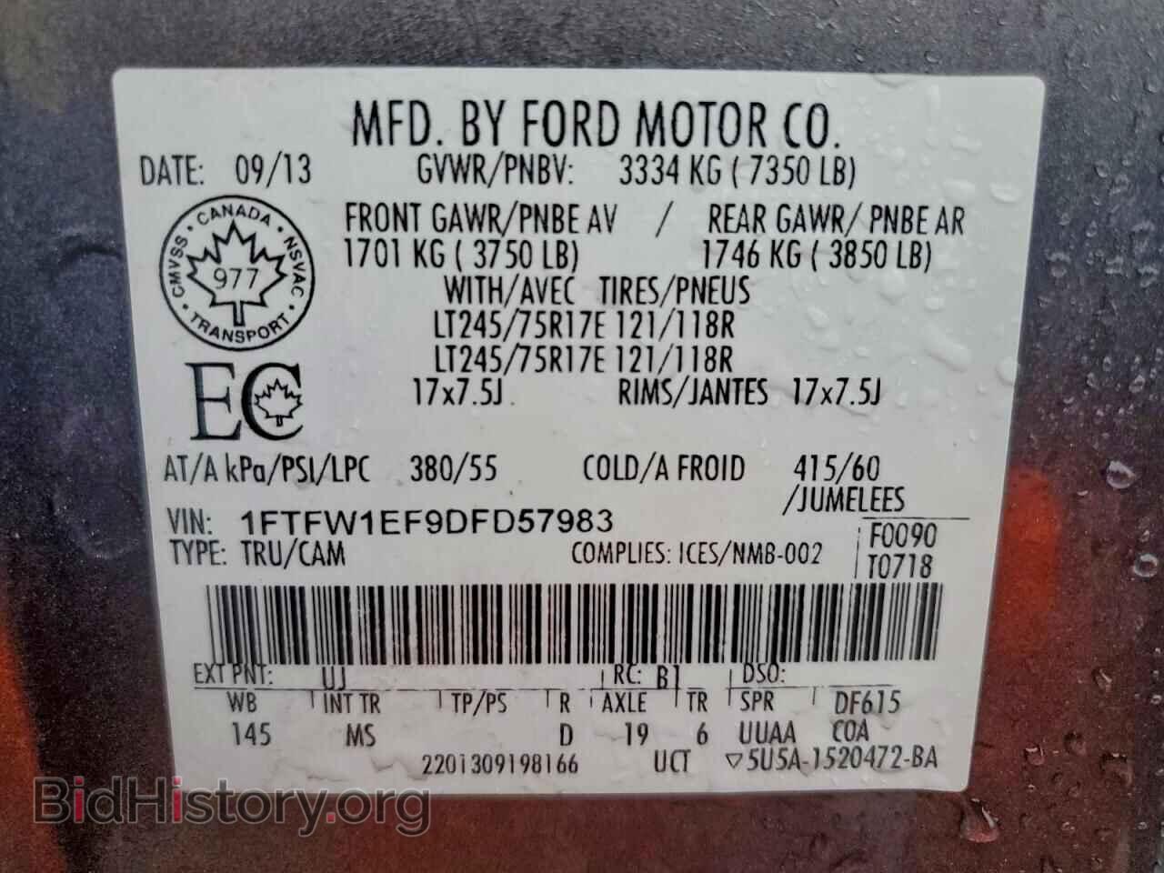 2013 FORD F-150 - VIN: 1FTFW1EF9DFD57983 - Фото 12