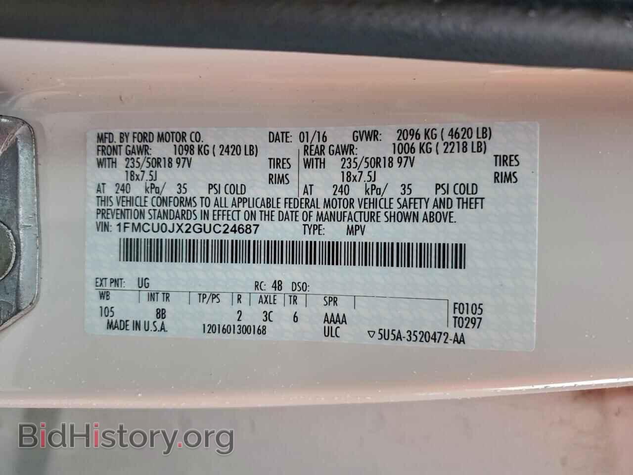 2016 FORD ESCAPE - VIN: 1FMCU0JX2GUC24687 - Фото 13