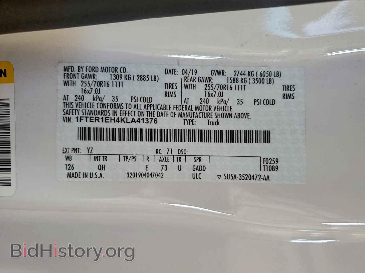 2019 FORD RANGER - VIN: 1FTER1EH4KLA41376 - Фото 12