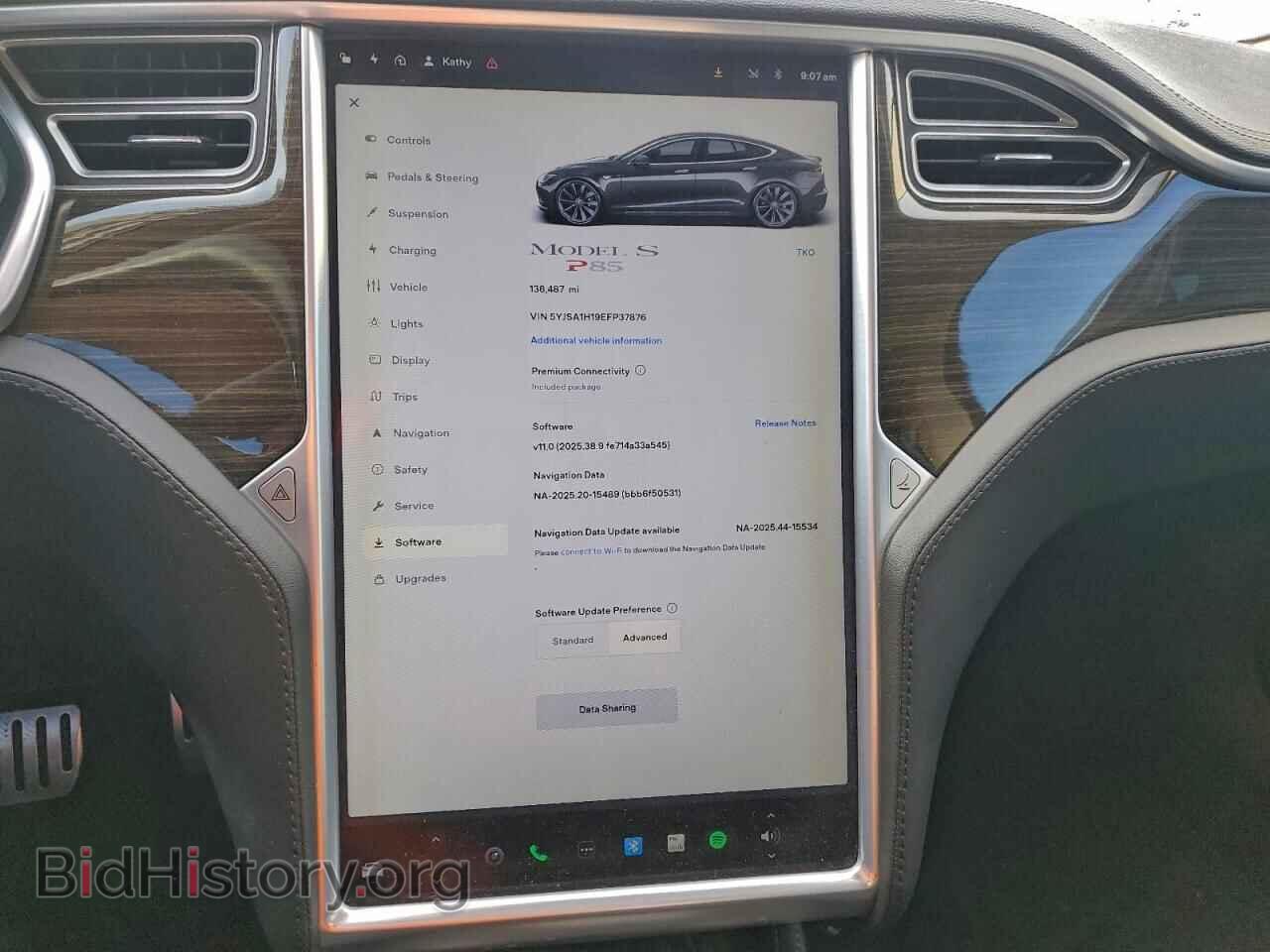 2014 TESLA MODEL S - VIN: 5YJSA1H19EFP37876 - Photo 9