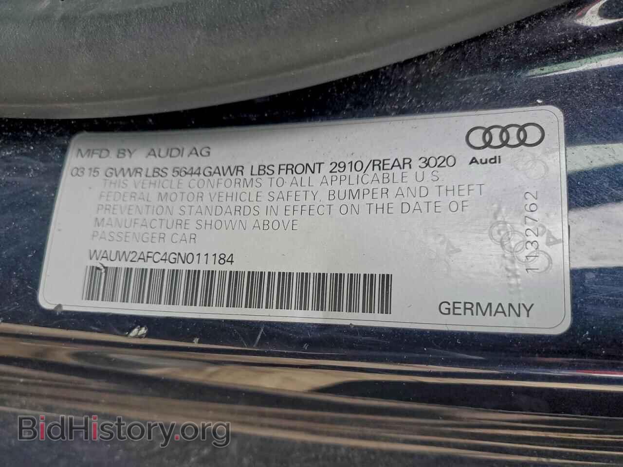 2016 AUDI S7/RS7 - VIN: WAUW2AFC4GN011184 - Фото 13