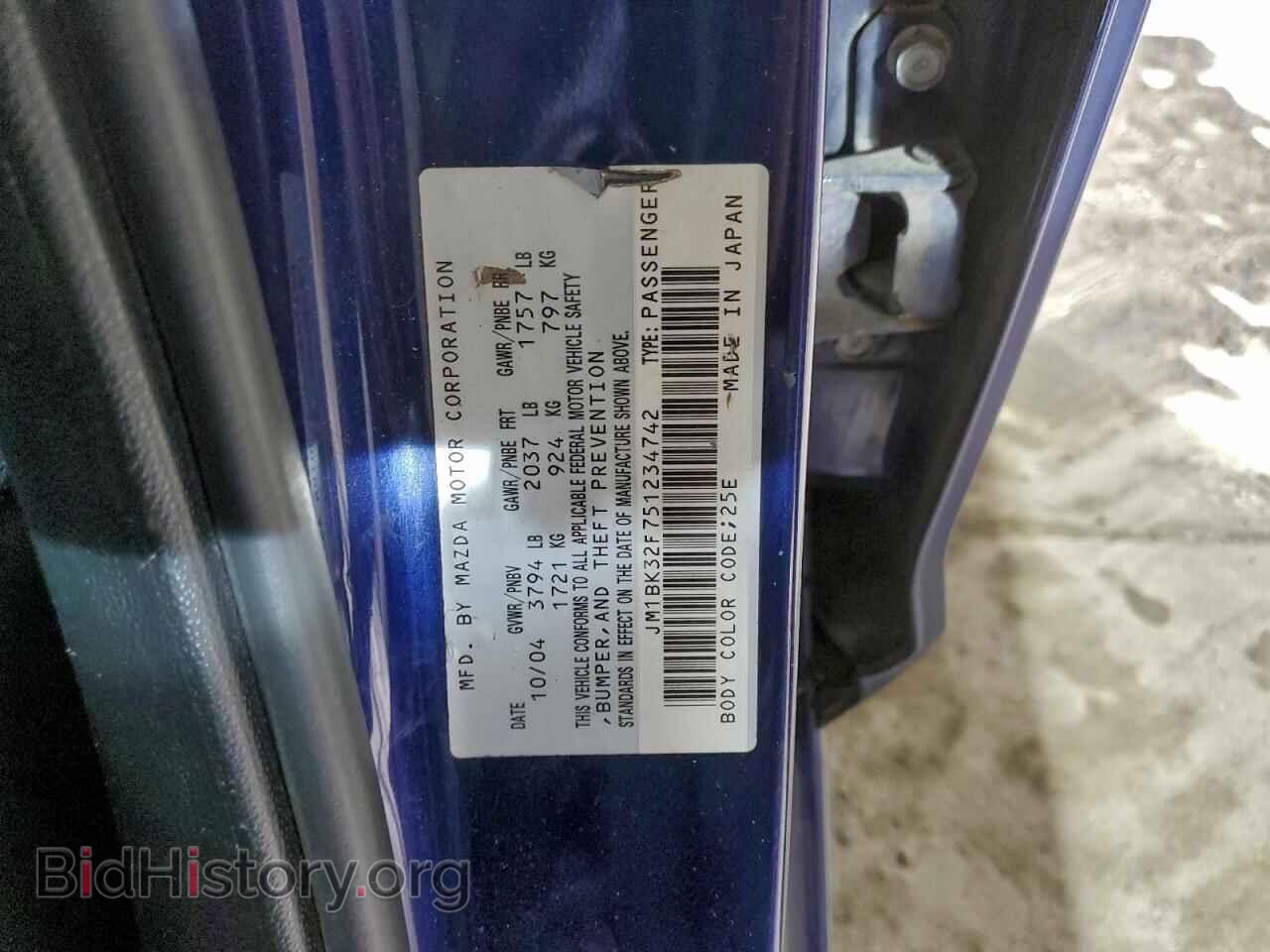 2005 MAZDA 3 - VIN: JM1BK32F751234742 - Фото 12