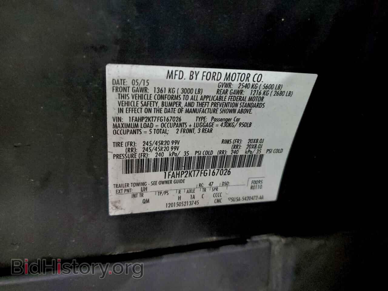 2015 FORD TAURUS - VIN: 1FAHP2KT7FG167026 - Фото 12
