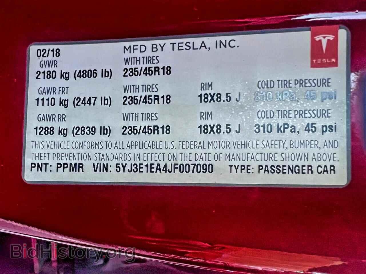 2018 TESLA MODEL 3 - VIN: 5YJ3E1EA4JF007090 - Photo 10