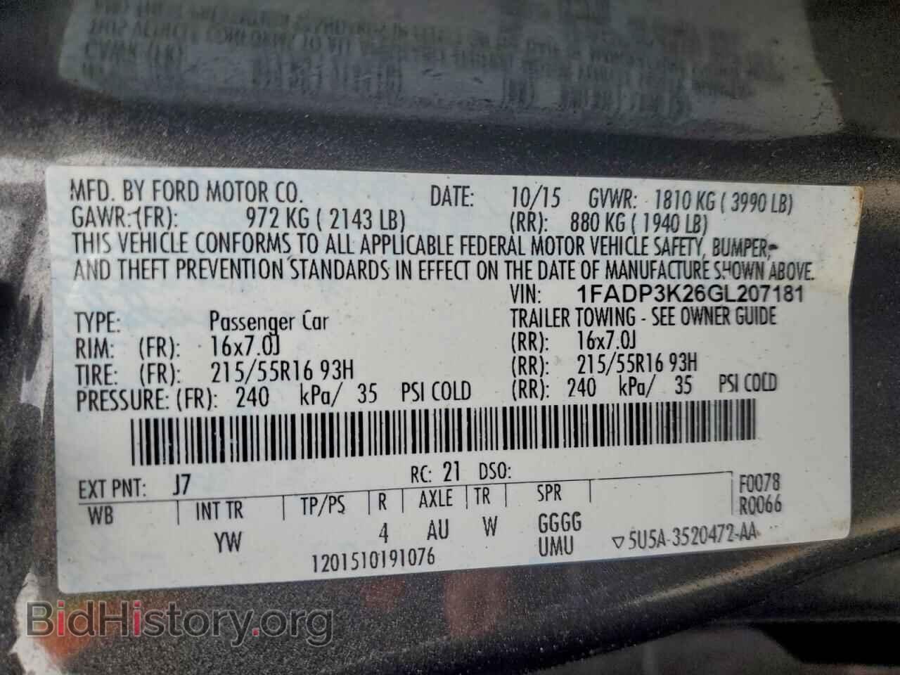 2016 FORD FOCUS - VIN: 1FADP3K26GL207181 - Фото 12