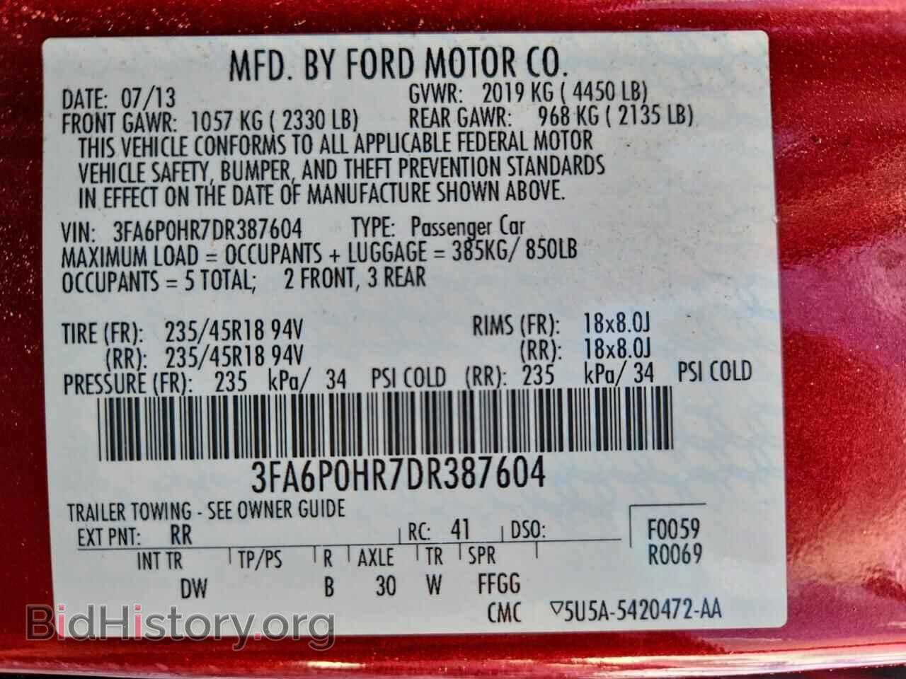 2013 FORD ALL Models - VIN: 3FA6P0HR7DR387604 - Photo 13