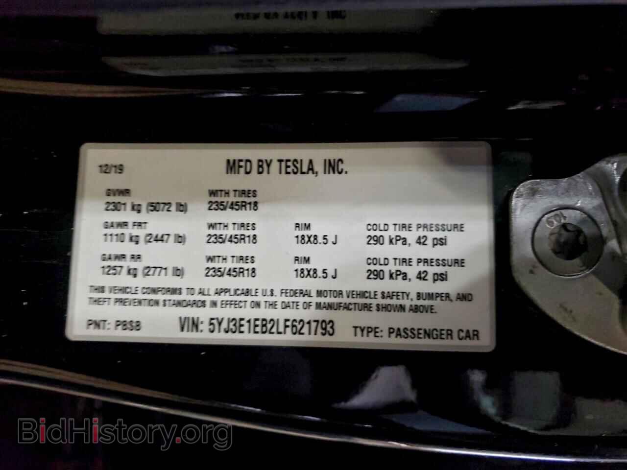 2020 TESLA MODEL 3 - VIN: 5YJ3E1EB2LF621793 - Фото 12