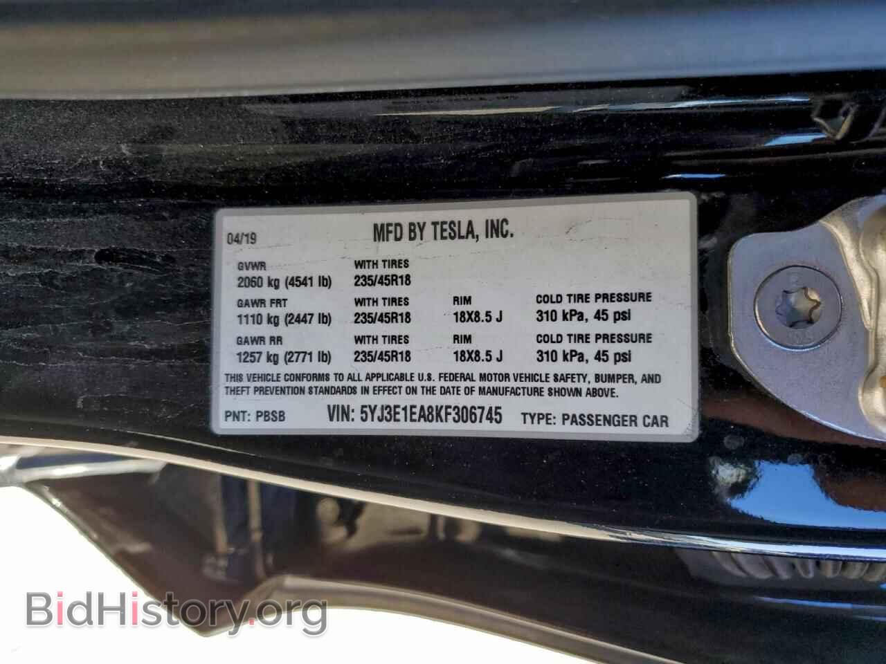2019 TESLA MODEL 3 - VIN: 5YJ3E1EA8KF306745 - Photo 12
