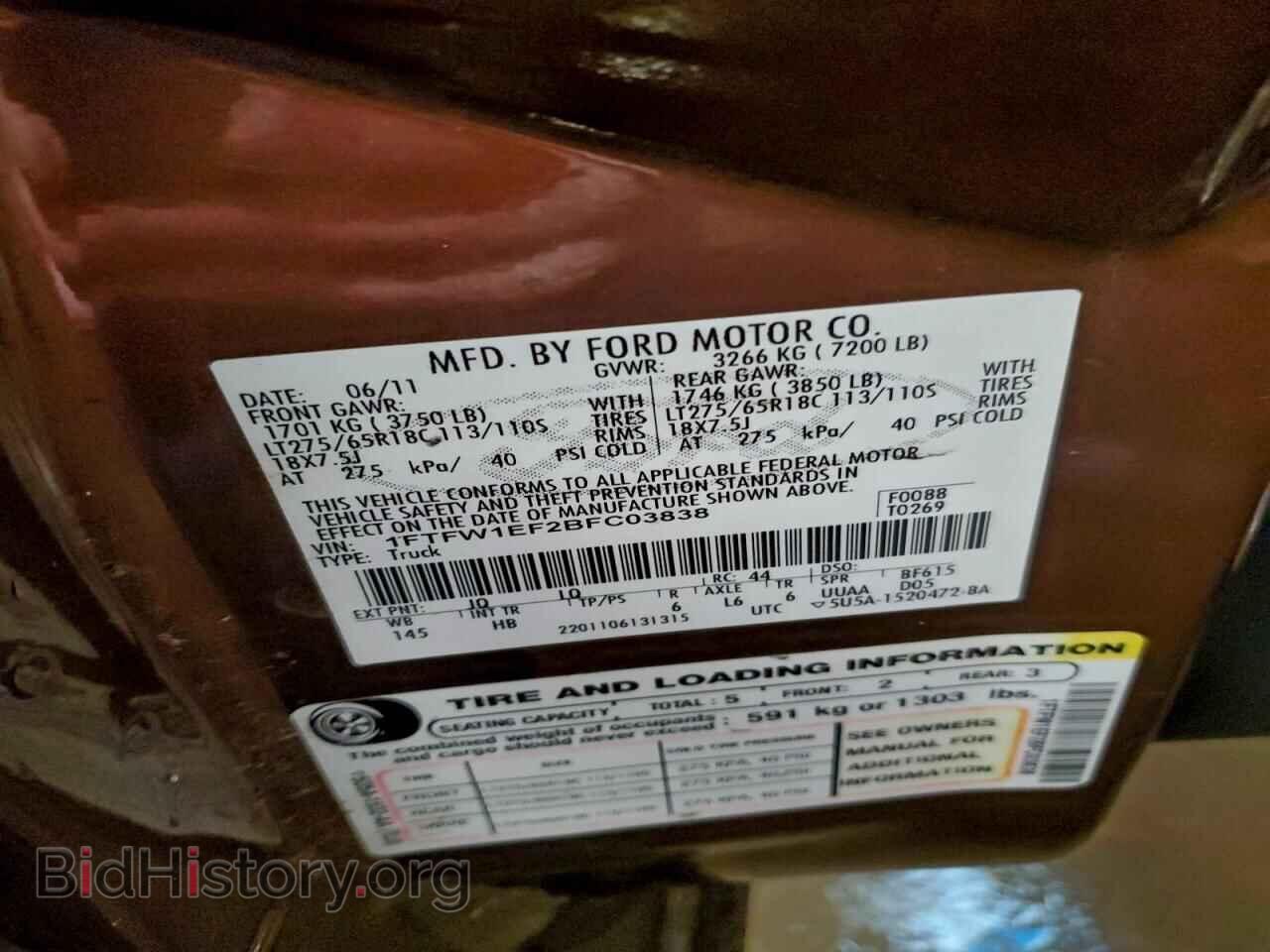 2011 FORD F-150 - VIN: 1FTFW1EF2BFC03838 - Фото 12