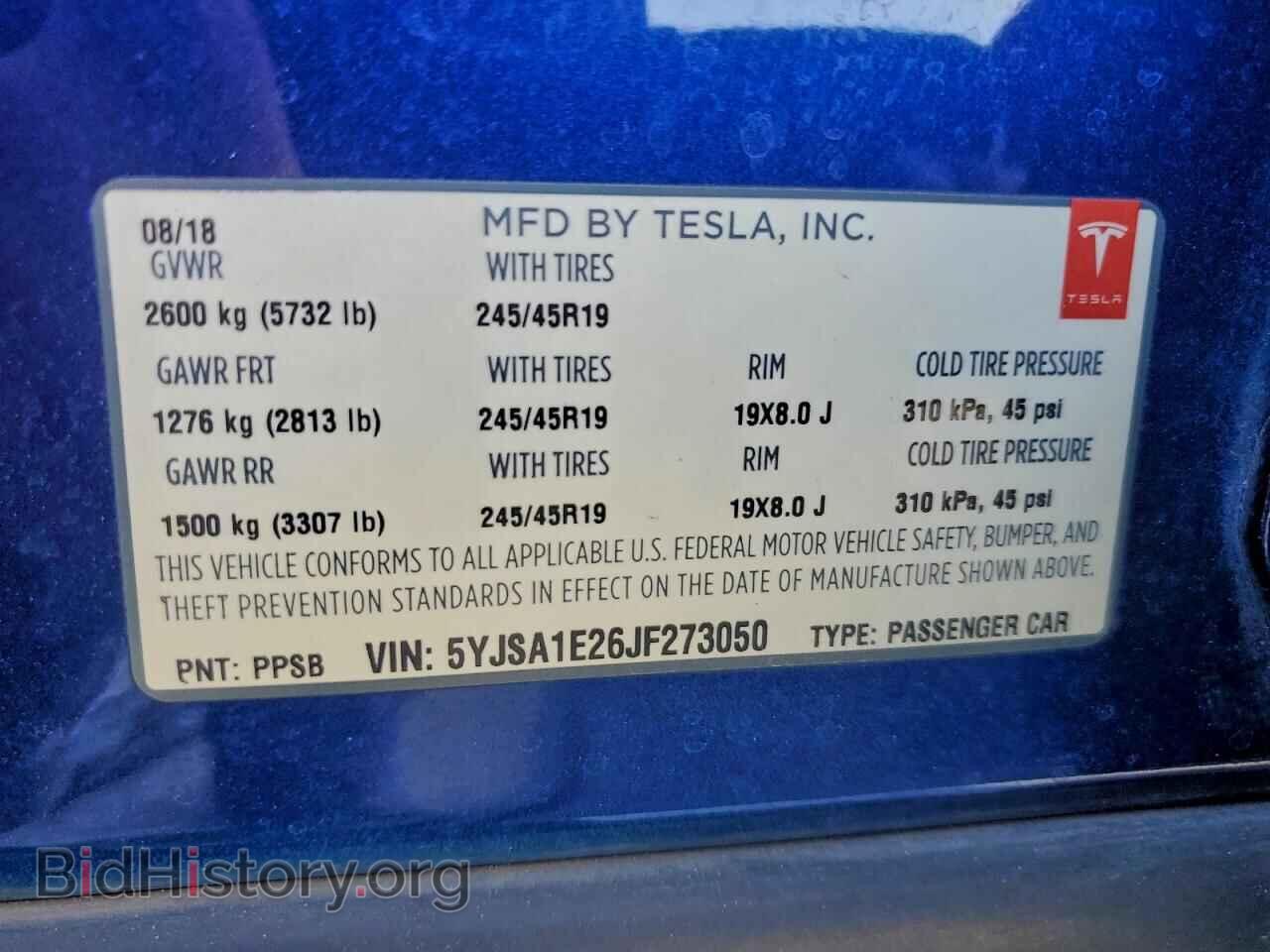2018 TESLA MODEL S - VIN: 5YJSA1E26JF273050 - Фото 12
