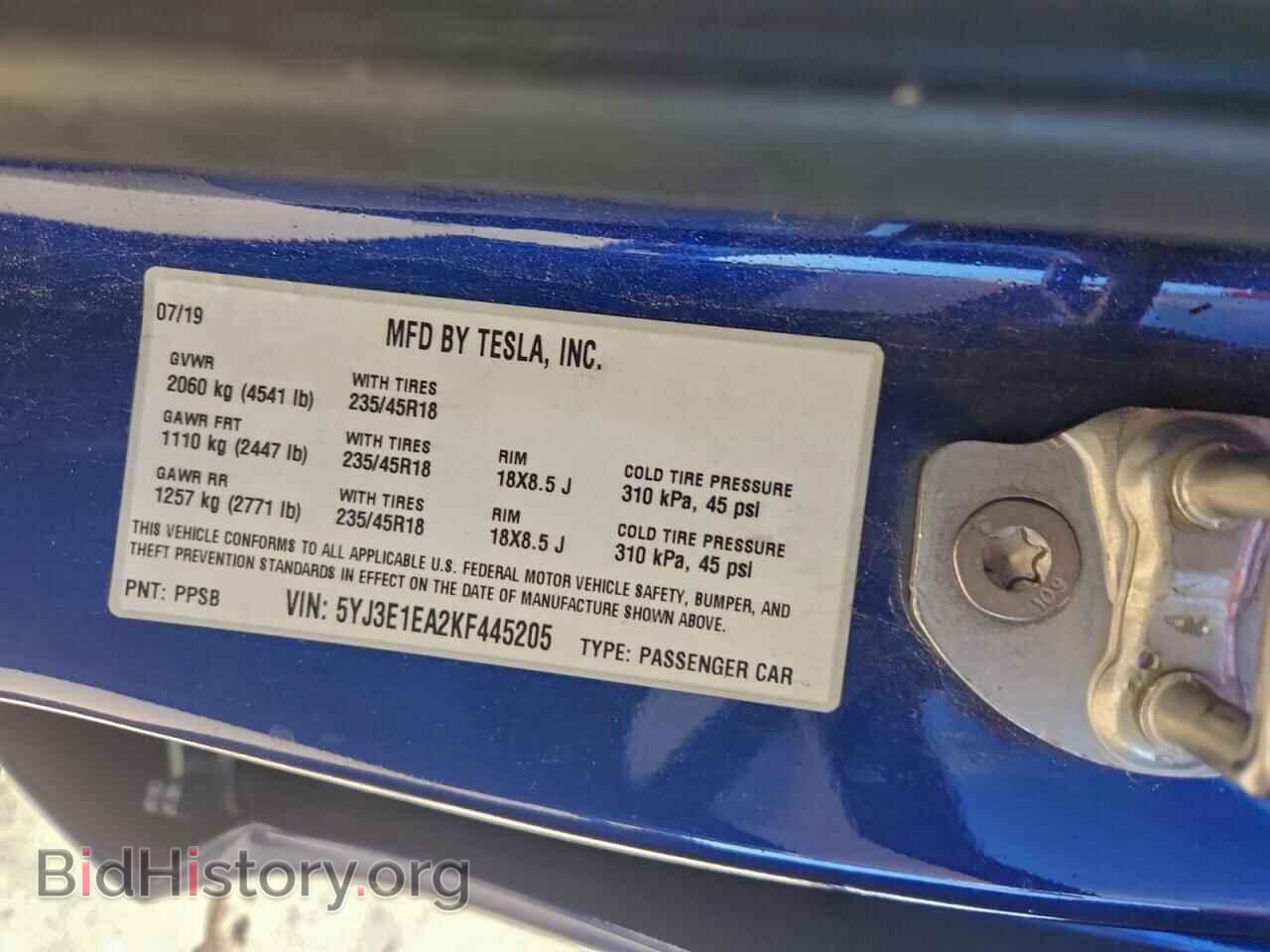 2019 TESLA MODEL 3 - VIN: 5YJ3E1EA2KF445205 - Photo 12