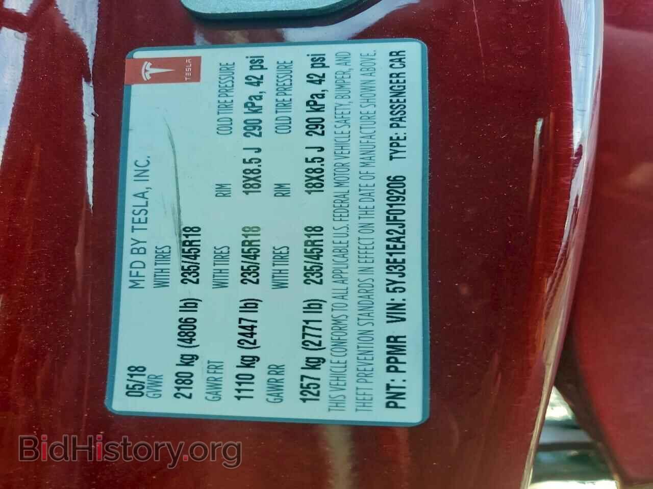 2018 TESLA MODEL 3 - VIN: 5YJ3E1EA2JF019206 - Фото 12