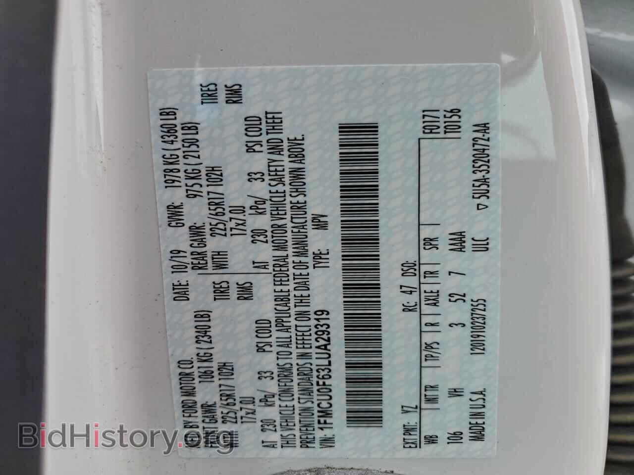 2020 FORD ESCAPE - VIN: 1FMCU0F63LUA29319 - Фото 13
