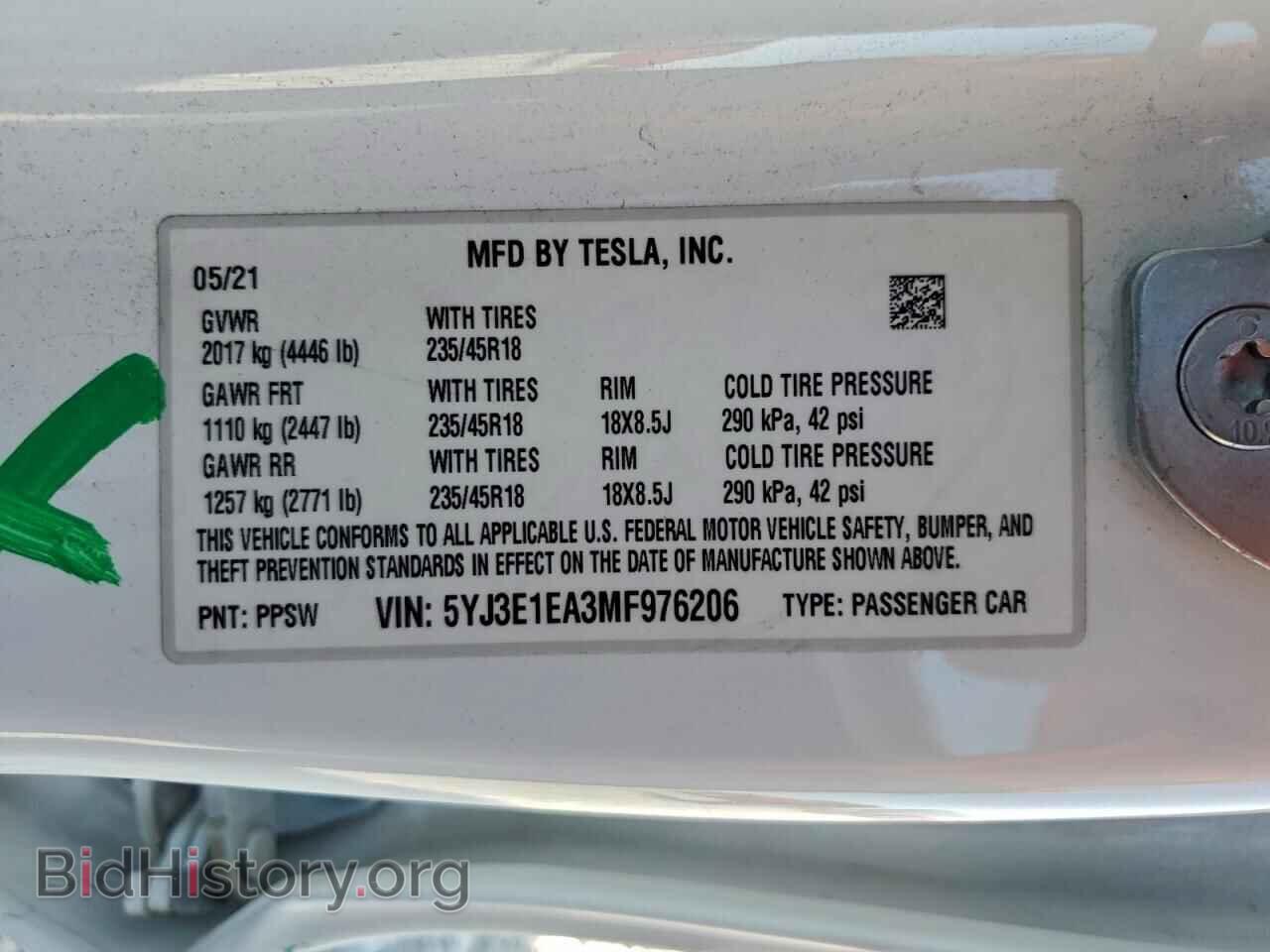2021 TESLA MODEL 3 - VIN: 5YJ3E1EA3MF976206 - Фото 12
