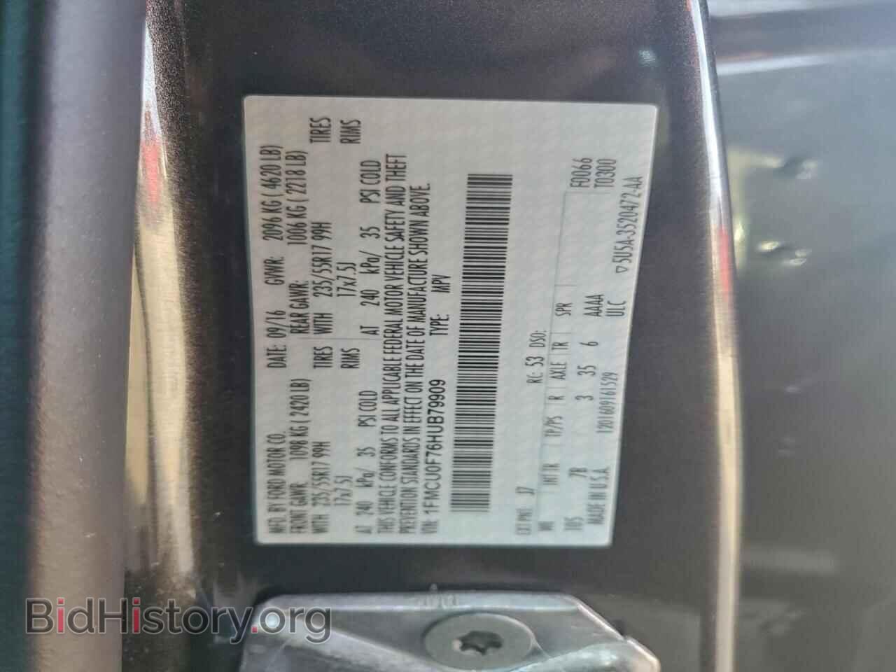 2017 FORD ESCAPE - VIN: 1FMCU0F76HUB79909 - Photo 13
