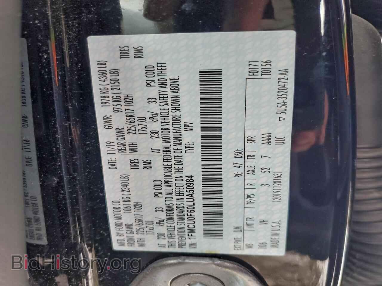 2020 FORD ESCAPE - VIN: 1FMCU0F60LUA50984 - Photo 13