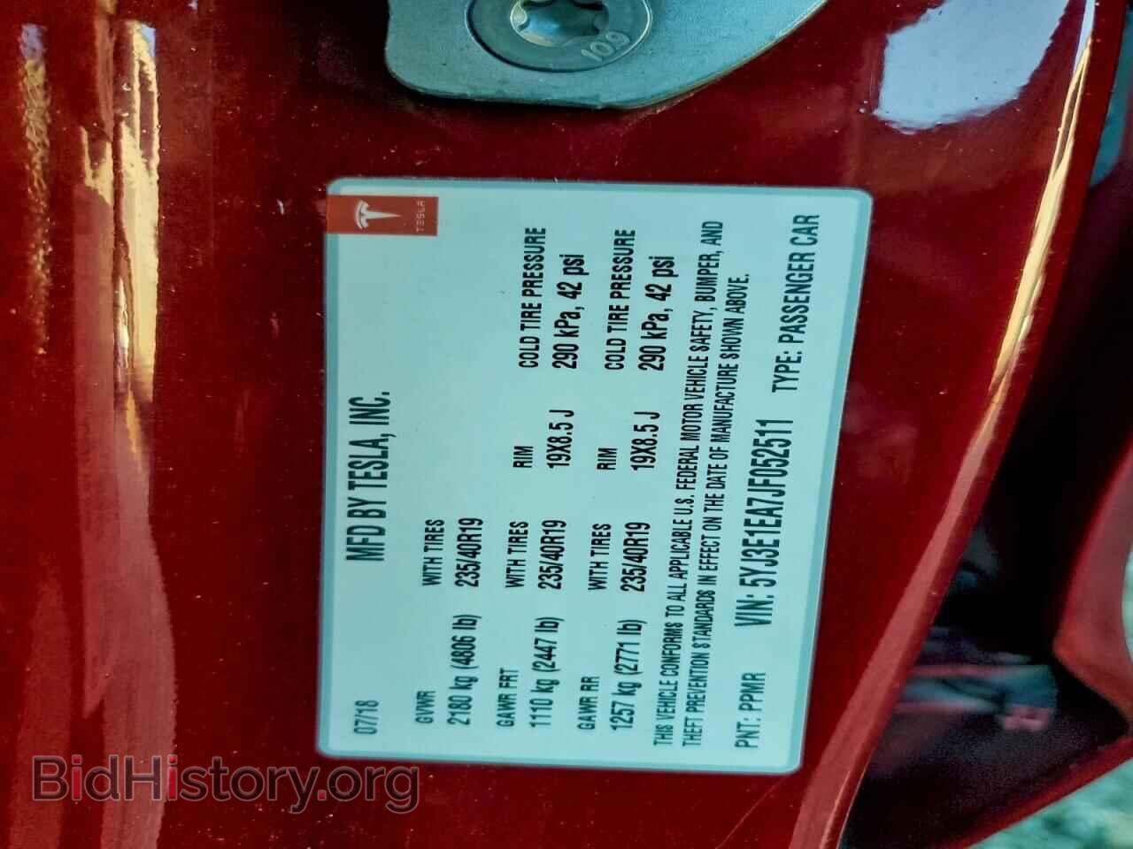 2018 TESLA MODEL 3 - VIN: 5YJ3E1EA7JF052511 - Фото 13