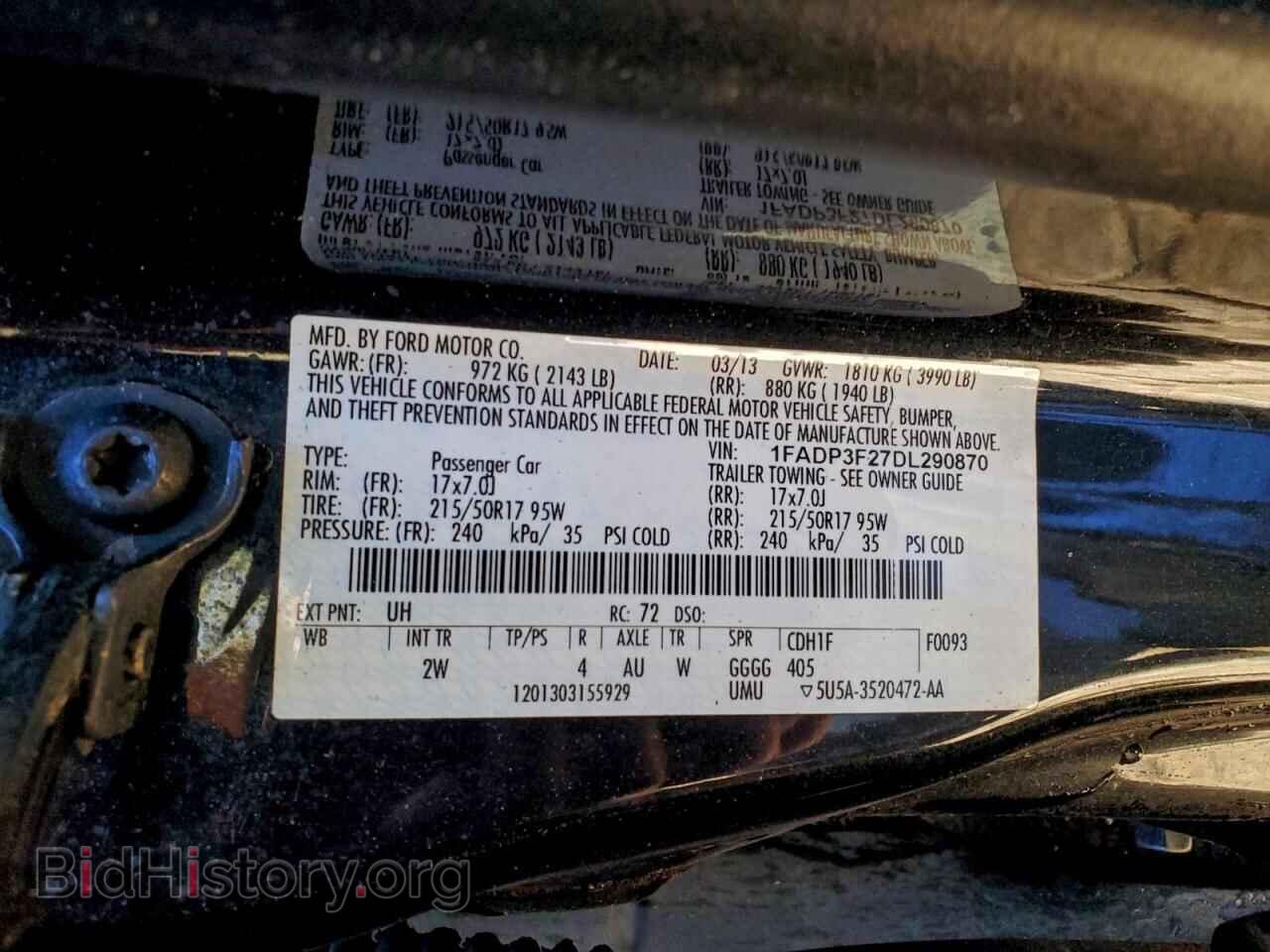 2013 FORD FOCUS - VIN: 1FADP3F27DL290870 - Фото 12