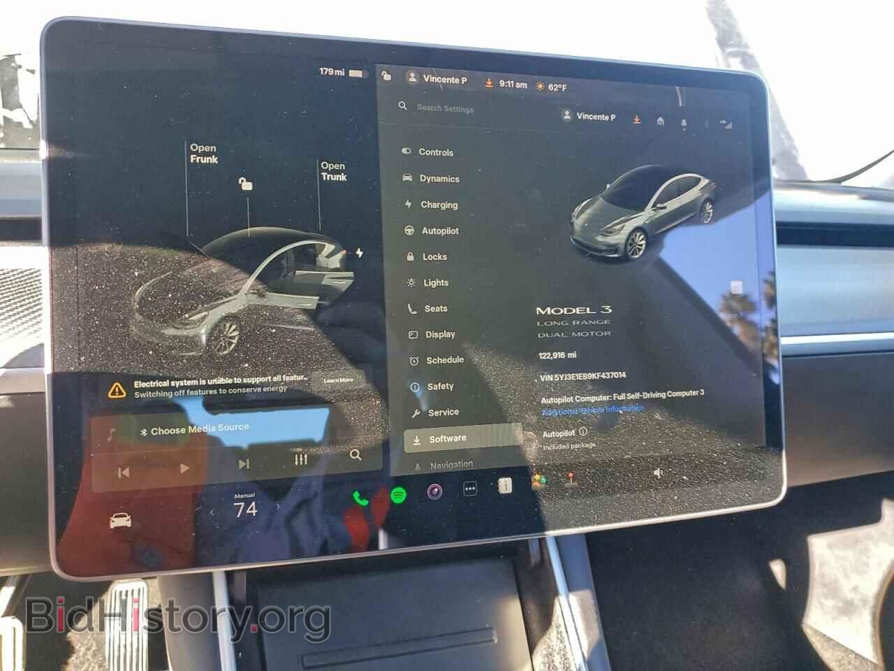 2019 TESLA MODEL 3 - VIN: 5YJ3E1EB9KF437014 - Фото 9
