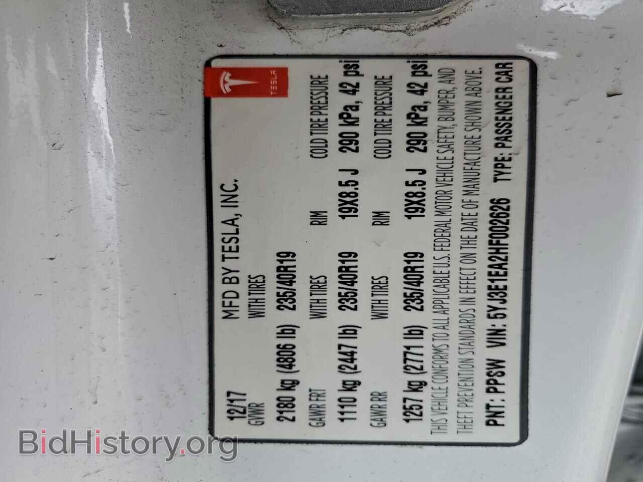 2017 TESLA MODEL 3 - VIN: 5YJ3E1EA2HF002626 - Photo 12
