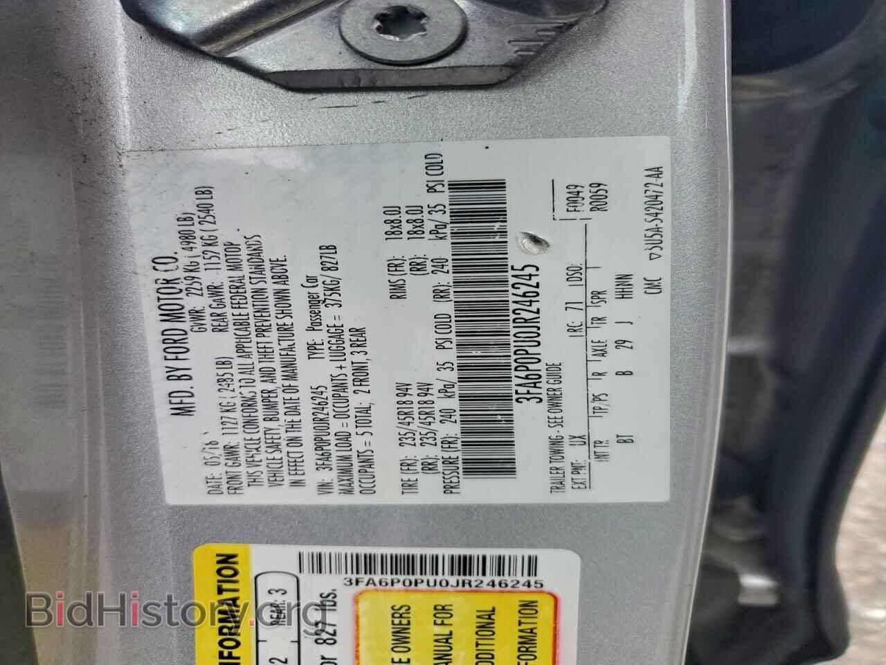 2018 FORD FUSION - VIN: 3FA6P0PU0JR246245 - Фото 12