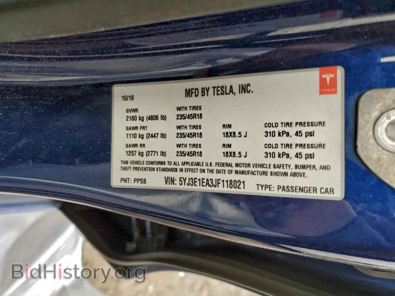 2018 TESLA MODEL 3 - VIN: 5YJ3E1EA3JF118021 - Photo 13