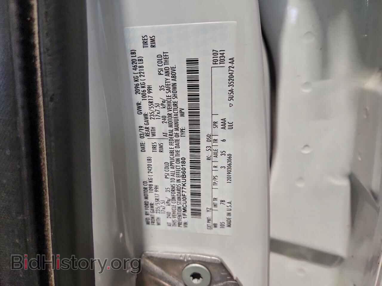 2019 FORD ESCAPE - VIN: 1FMCU0F77KUB60180 - Фото 13