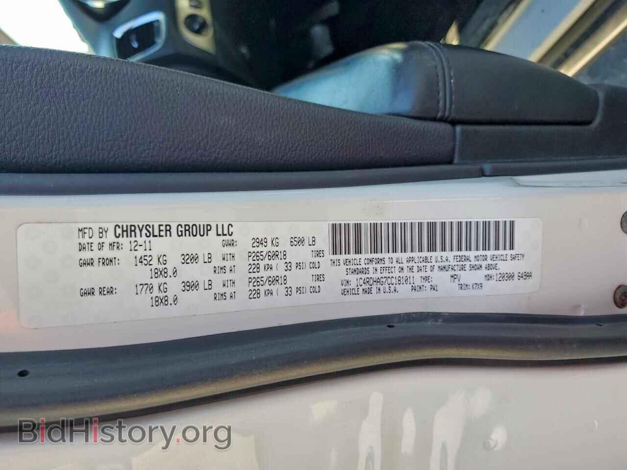 2012 DODGE DURANGO - VIN: 1C4RDHAG7CC181011 - Photo 13