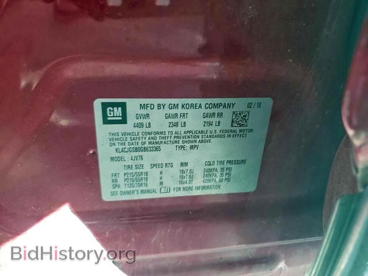 2016 BUICK ENCORE - VIN: KL4CJGSB0GB633365 - Фото 13