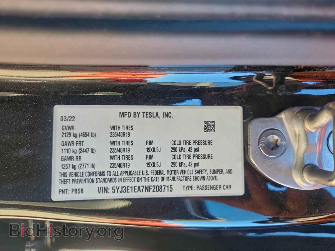 2022 TESLA MODEL 3 - VIN: 5YJ3E1EA7NF208715 - Фото 13