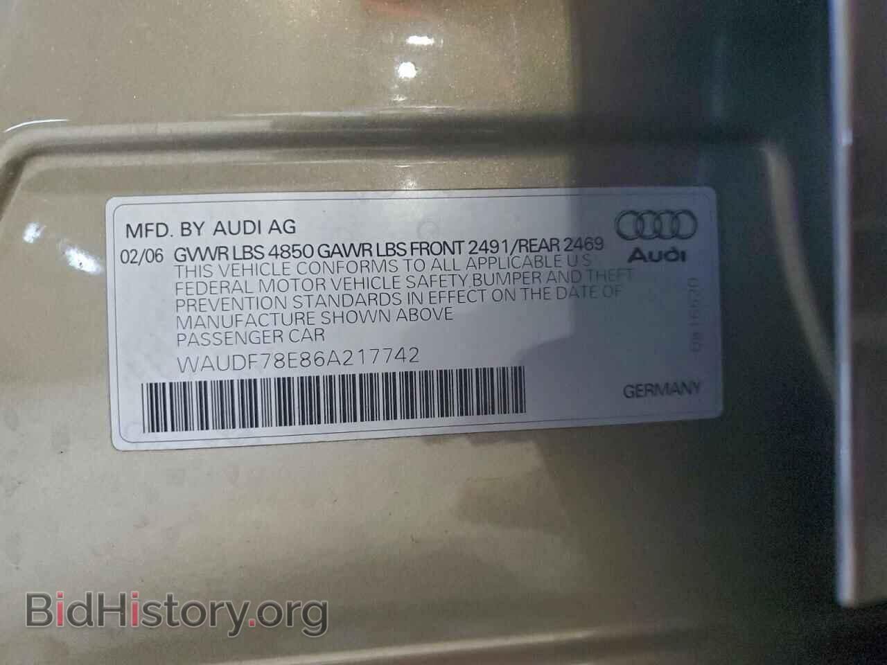 2006 AUDI A4 - VIN: WAUDF78E86A217742 - Фото 12