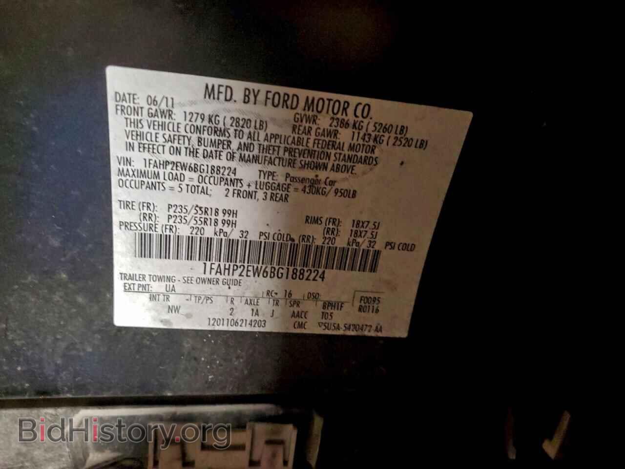 2011 FORD TAURUS - VIN: 1FAHP2EW6BG188224 - Фото 13