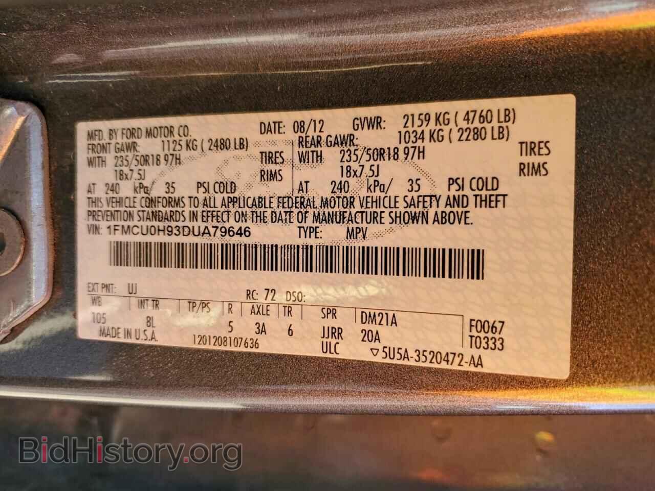2013 FORD ESCAPE - VIN: 1FMCU0H93DUA79646 - Фото 14
