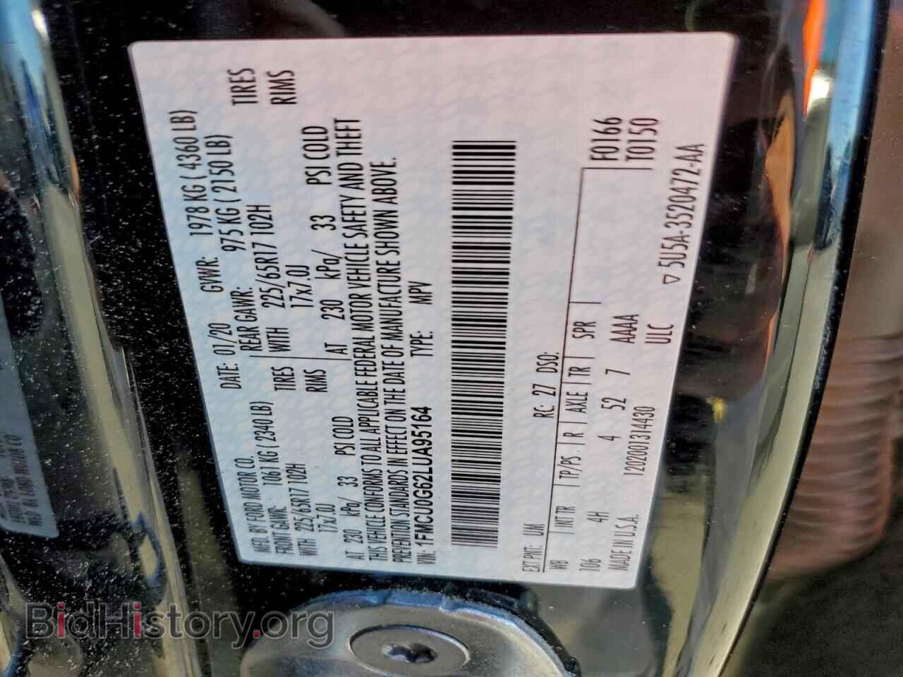 2020 FORD ESCAPE - VIN: 1FMCU0G62LUA95164 - Photo 13