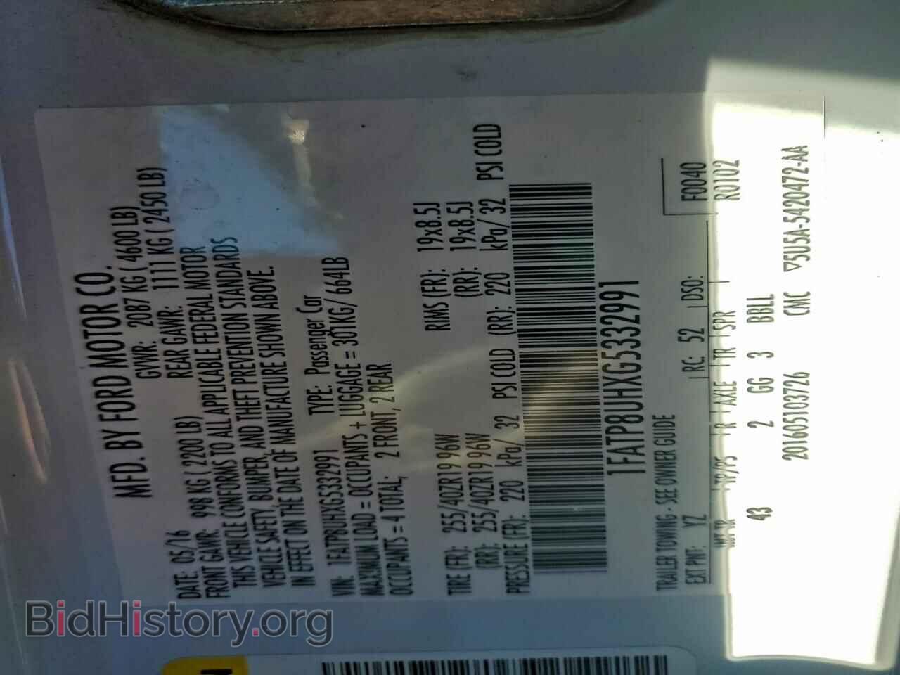 2016 FORD ALL Models - VIN: 1FATP8UHXG5332991 - Photo 12