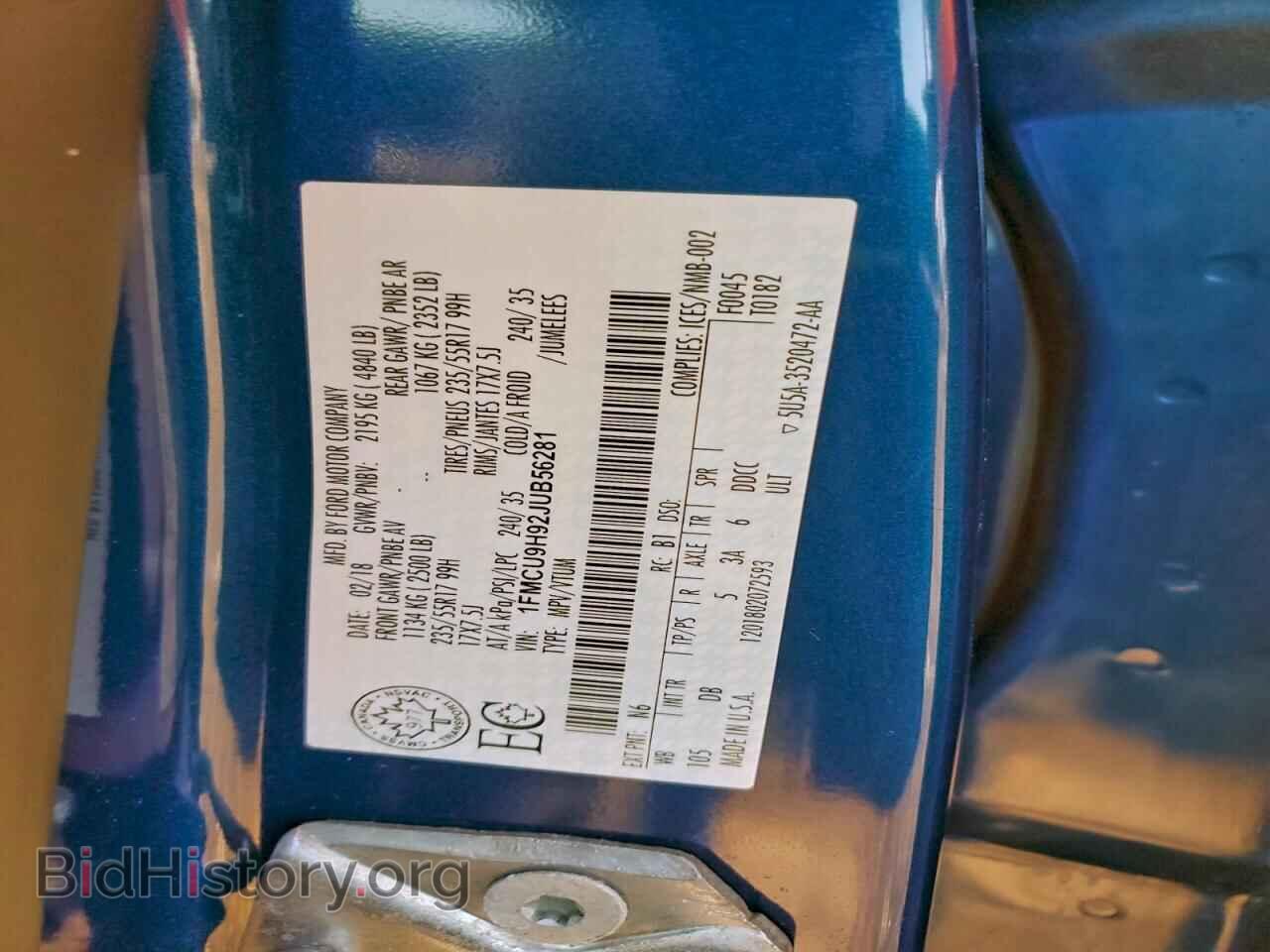 2018 FORD ESCAPE - VIN: 1FMCU9H92JUB56281 - Фото 13