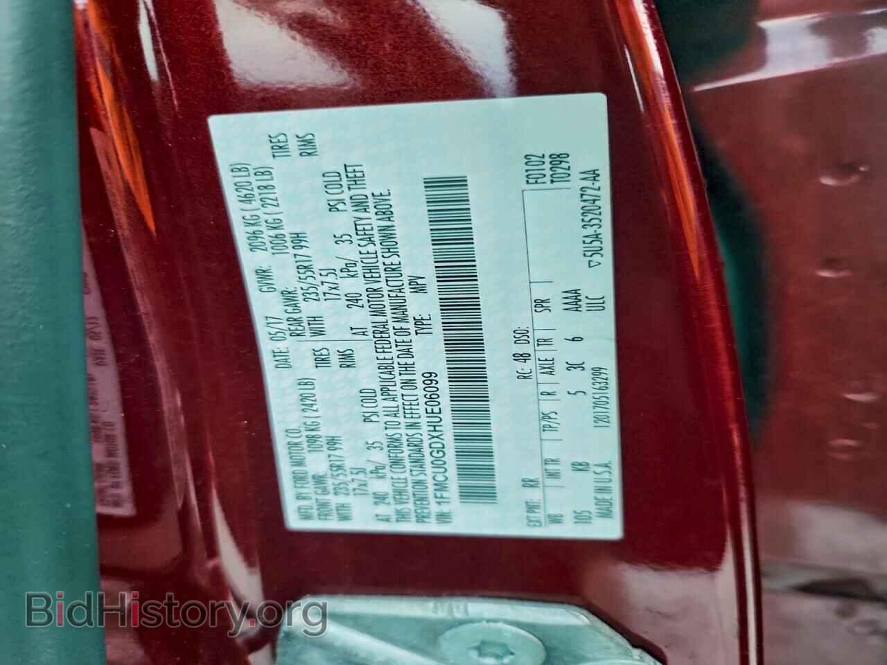 2017 FORD ESCAPE - VIN: 1FMCU0GDXHUE06099 - Фото 13