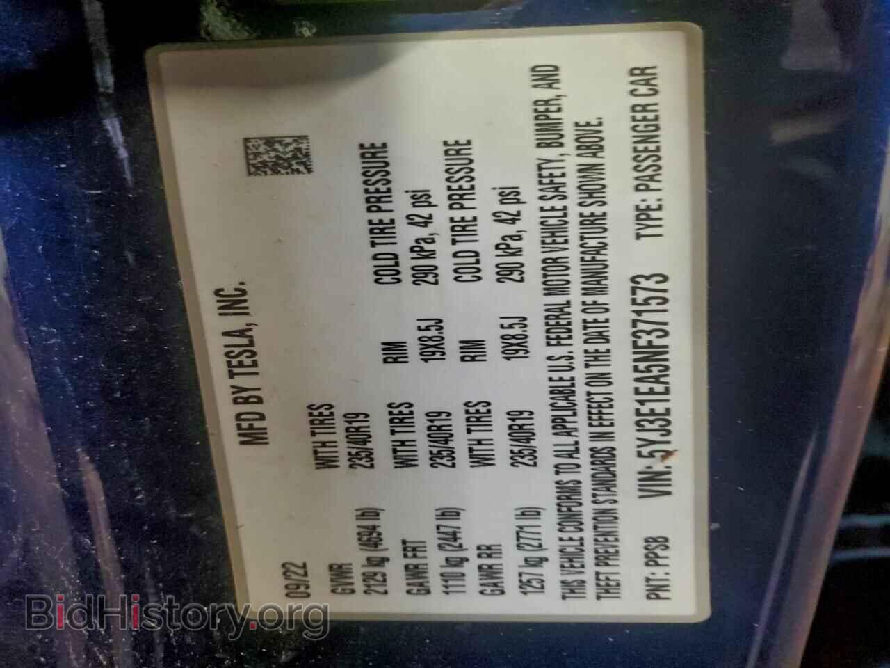 2022 TESLA MODEL 3 - VIN: 5YJ3E1EA5NF371573 - Photo 12