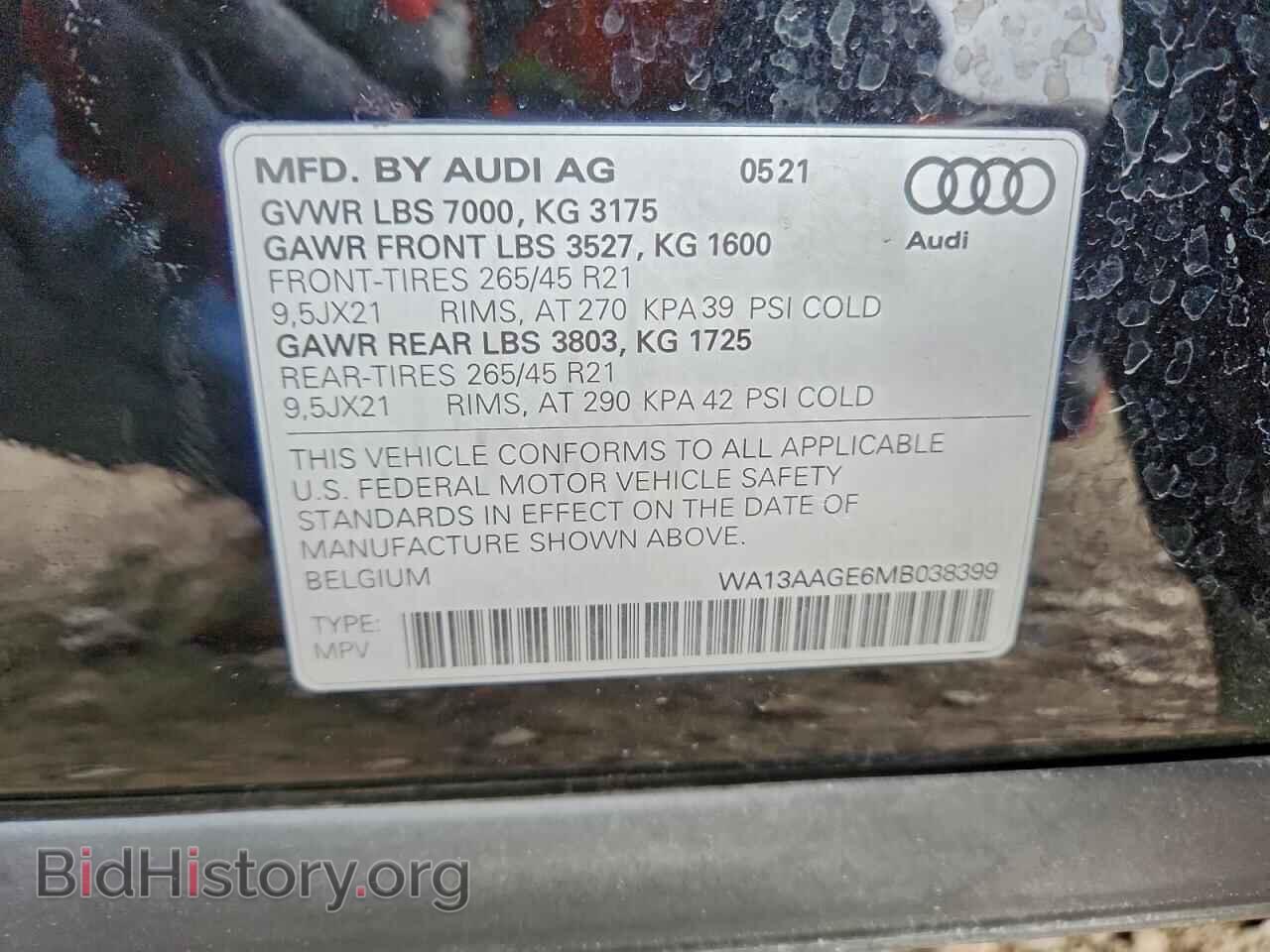 2021 AUDI E-TRON - VIN: WA13AAGE6MB038399 - Photo 13