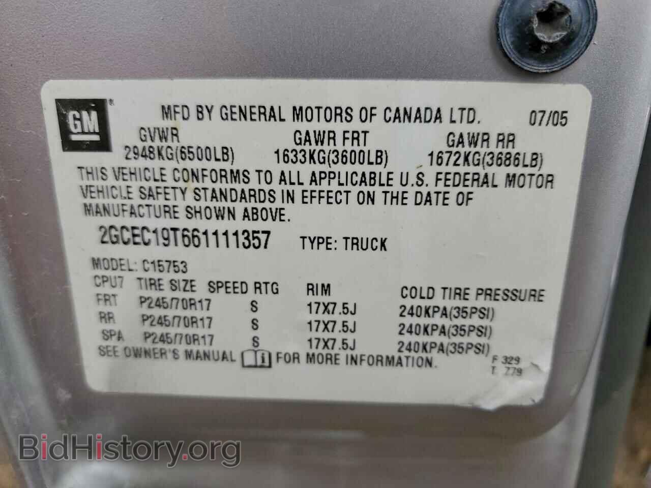 2006 CHEVROLET ALL Models - VIN: 2GCEC19T661111357 - Фото 12