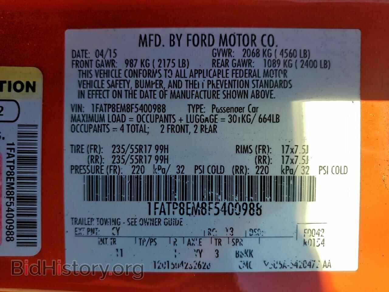2015 FORD ALL Models - VIN: 1FATP8EM8F5400988 - Photo 12