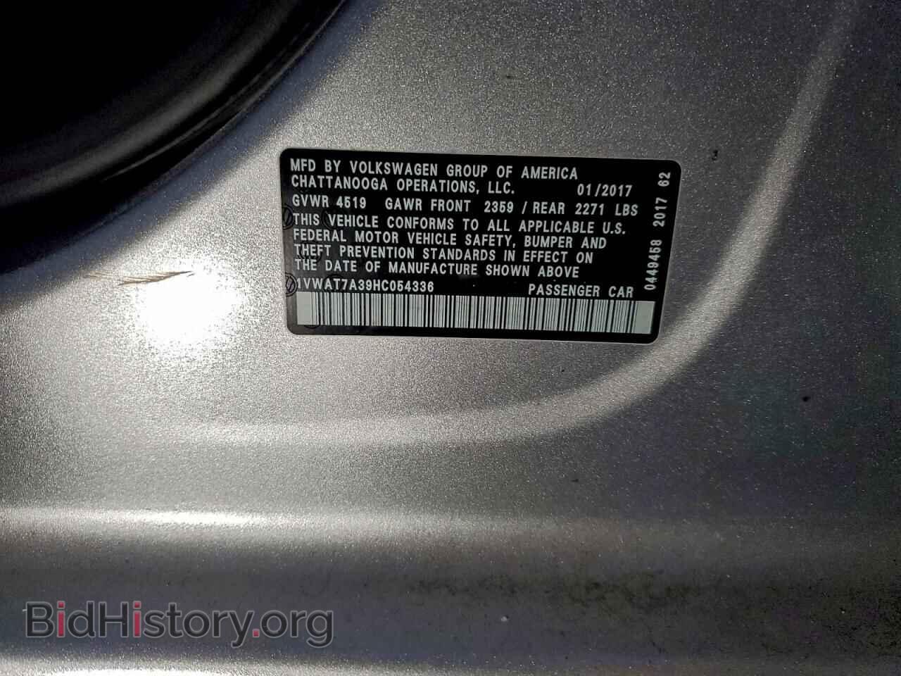 2017 VOLKSWAGEN PASSAT - VIN: 1VWAT7A39HC054336 - Фото 12
