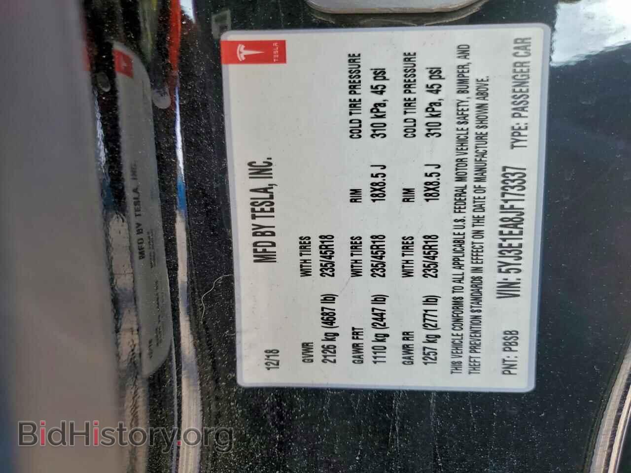 2018 TESLA MODEL 3 - VIN: 5YJ3E1EA8JF173337 - Фото 13