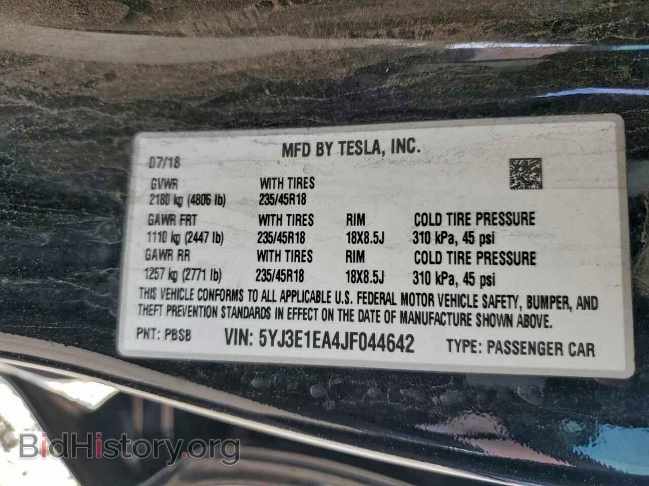 2018 TESLA MODEL 3 - VIN: 5YJ3E1EA4JF044642 - Фото 12
