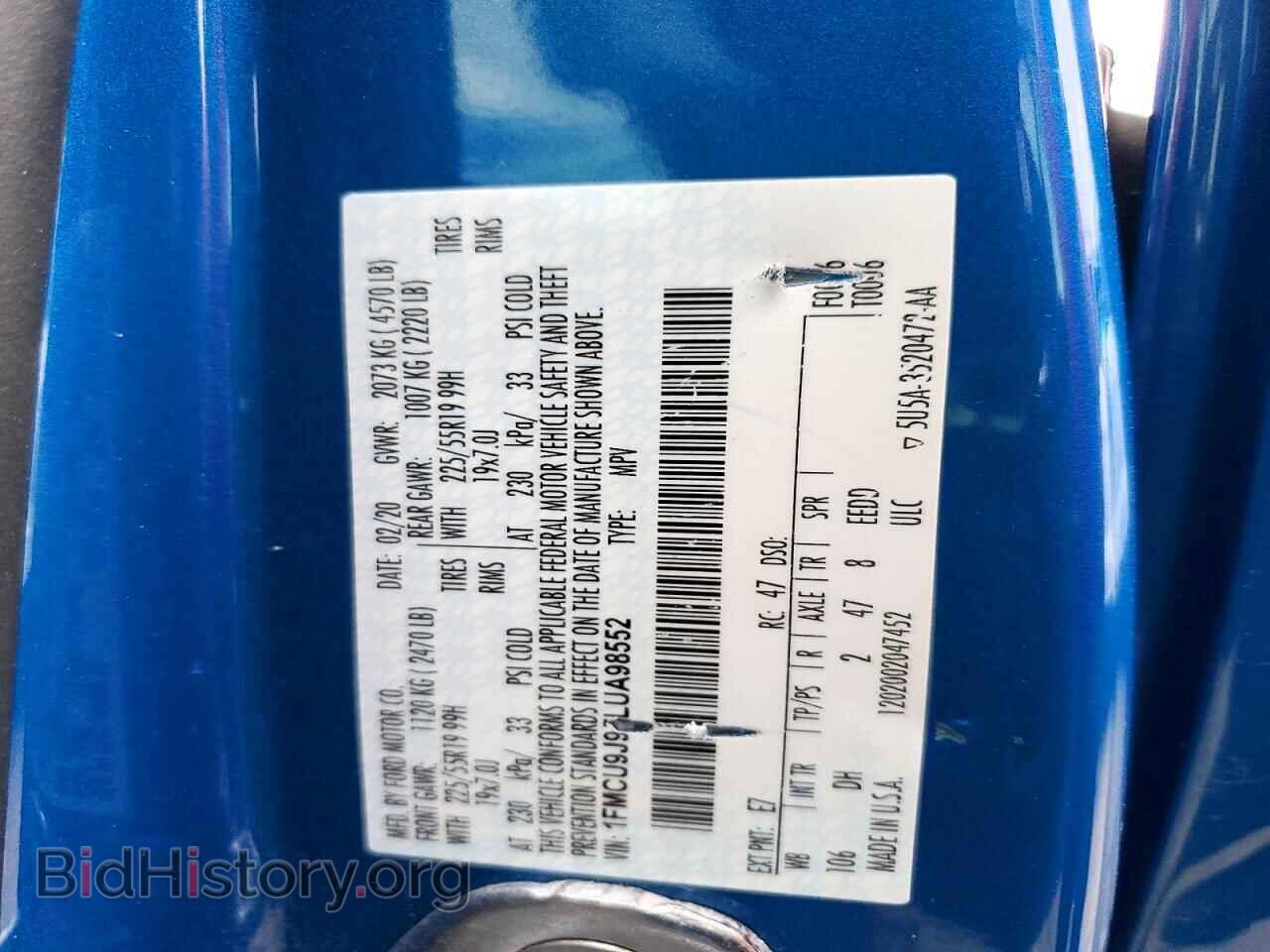 2020 FORD ESCAPE - VIN: 1FMCU9J95LUA98552 - Photo 13