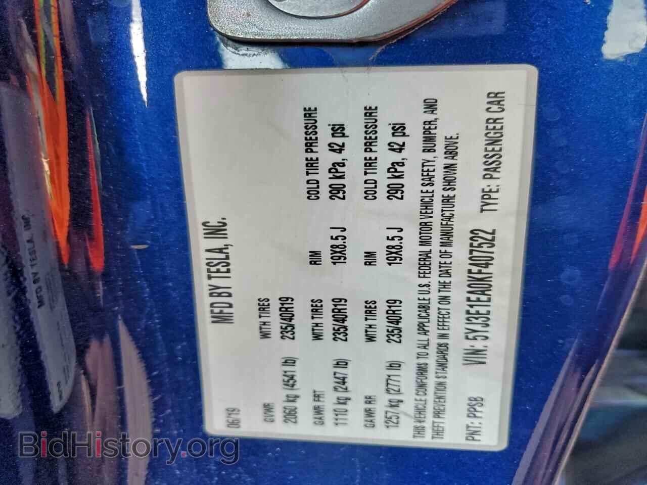 2019 TESLA MODEL 3 - VIN: 5YJ3E1EA0KF407522 - Photo 12