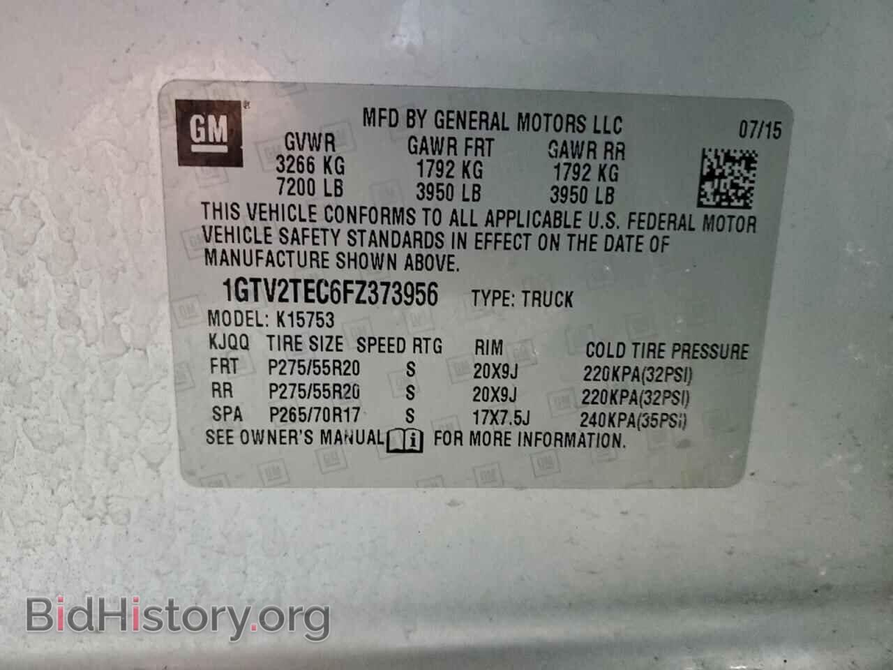 2015 GMC SIERRA - VIN: 1GTV2TEC6FZ373956 - Фото 12