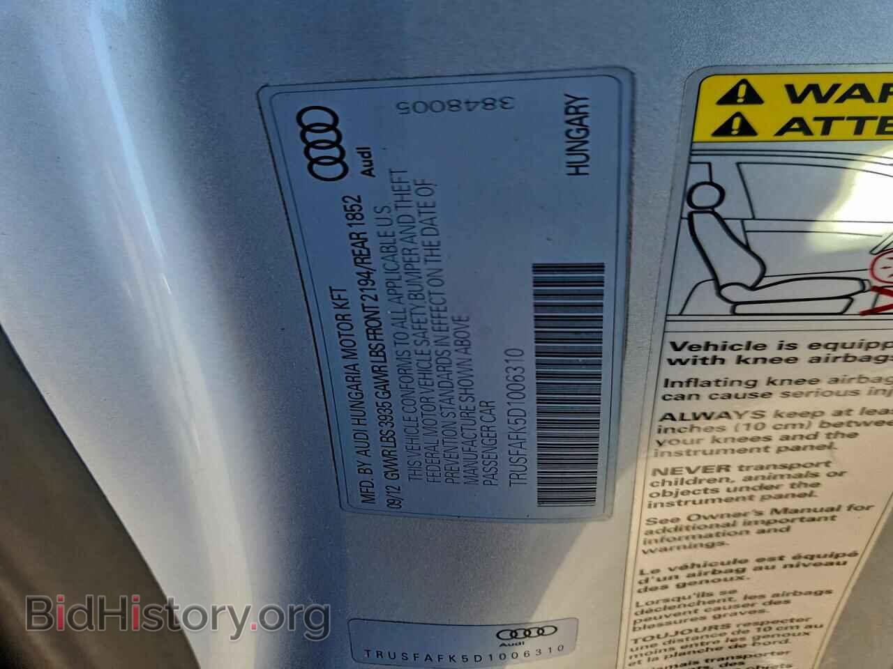 2013 AUDI TT - VIN: TRUSFAFK5D1006310 - Фото 12