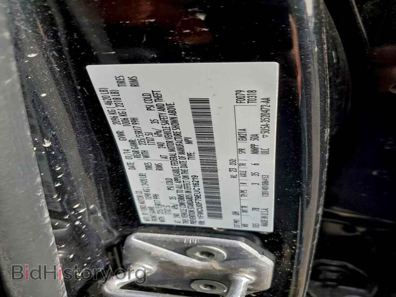 2014 FORD ESCAPE - VIN: 1FMCU0F79EUC16219 - Фото 13