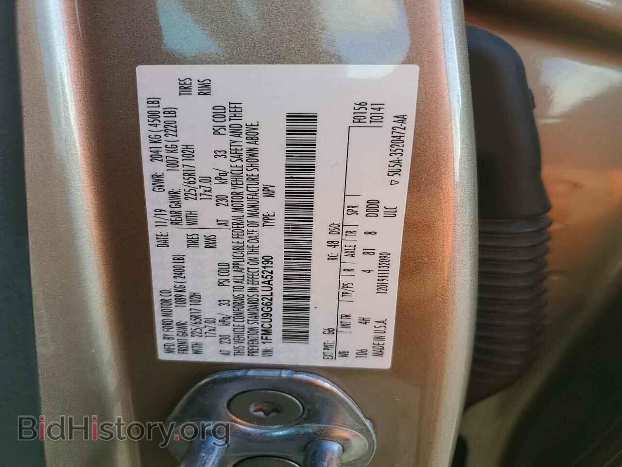 2020 FORD ESCAPE - VIN: 1FMCU9G62LUA52190 - Photo 13
